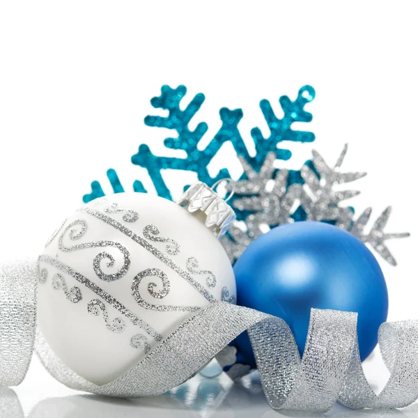 Niebieski i srebrny świąteczny dekoracja — Zdjęcie stockowe