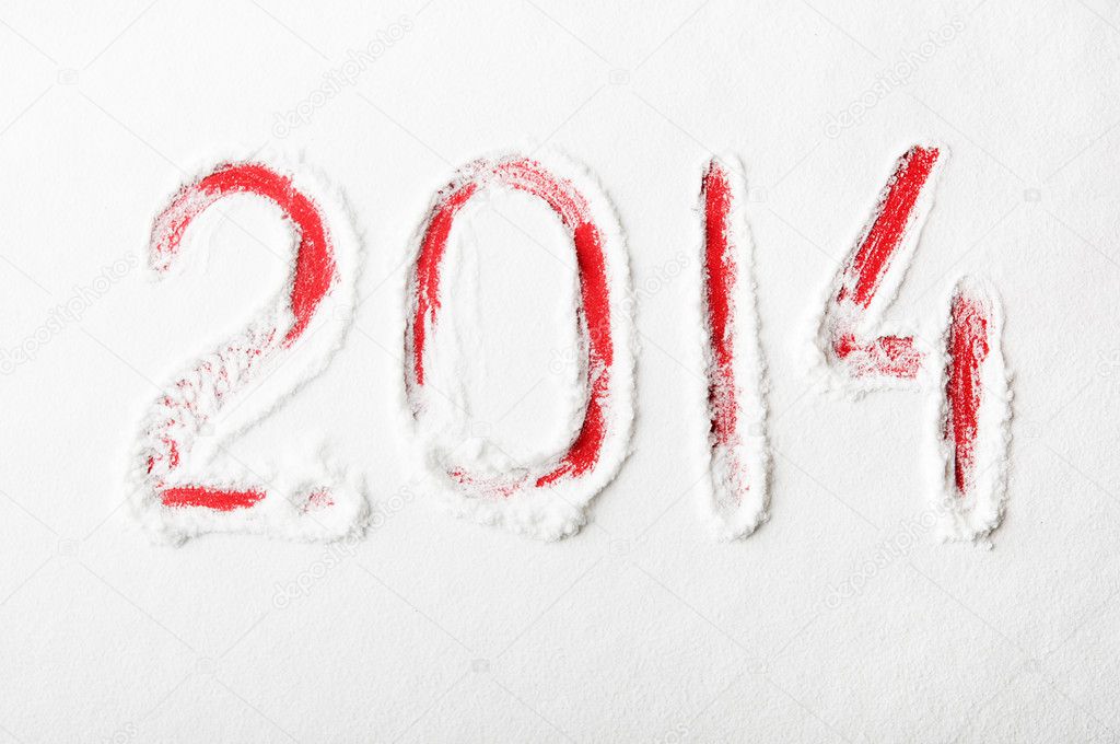 New 2014 year text on the snow