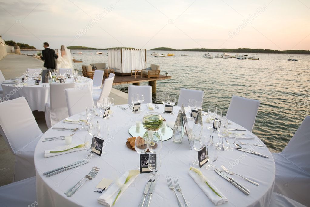 Wedding tables by the water