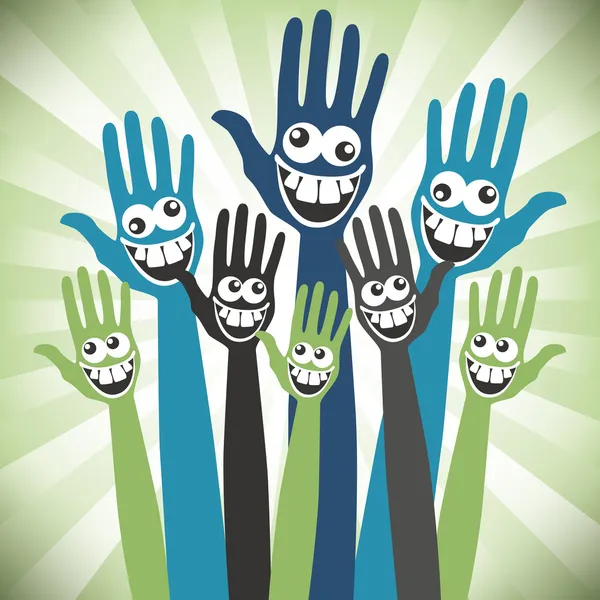 Crazy face hands design. — Stock Vector