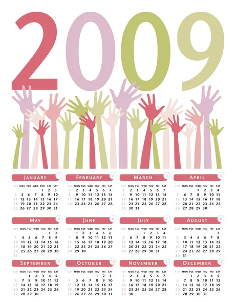 Brillante 2009 vector de calendario . — Archivo Imágenes Vectoriales