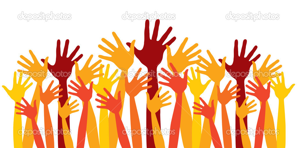 Large group of happy hands vector.