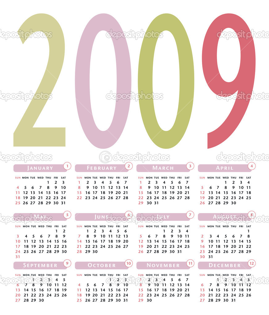 Simple 2009 vector calendar. — Stock Vector © aquasip #26350837