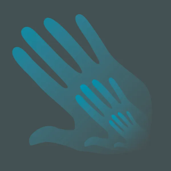 Conception texturée des mains qui se chevauchent . — Image vectorielle