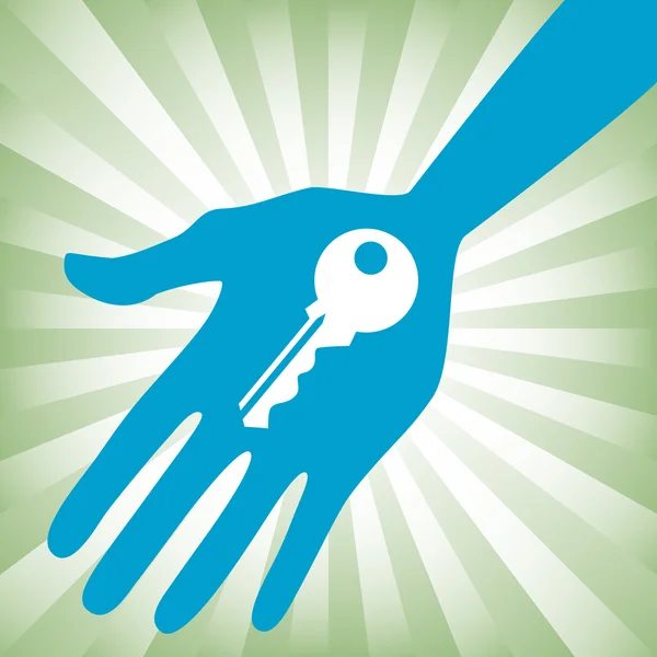 Mão segurando um projeto chave da casa . — Vetor de Stock