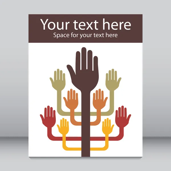 Simple line illustration of hands leaflet design. — Stock Vector