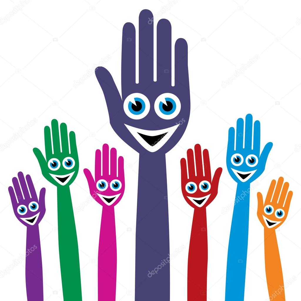 Hands with happy faces design.