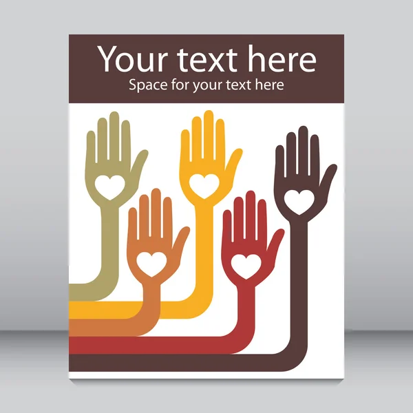 Loving hands leaflet design. — Stock Vector