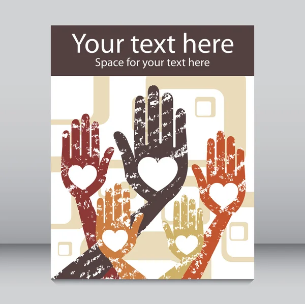 Loving hands leaflet design. — Stock Vector