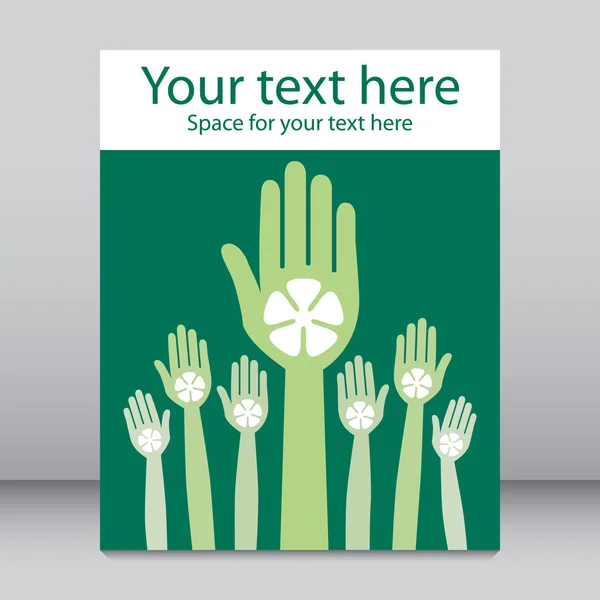 Vote green hands leaflet design vector. — Stock Vector