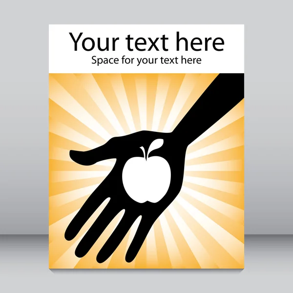 Diseño saludable del folleto de manos de manzana . — Vector de stock