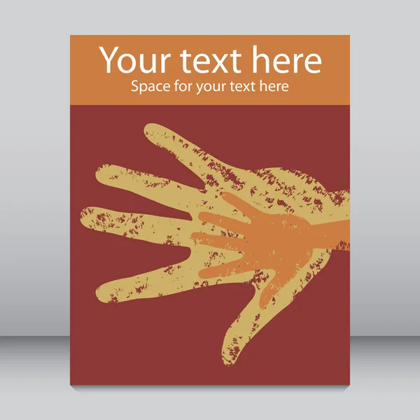 Textured overlapping hands leaflet or flier design. — Stock Vector