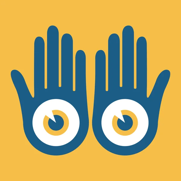 Hands with large eyes design vector. — Stock Vector