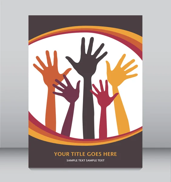 Happy hands leaflet design. — Stock Vector