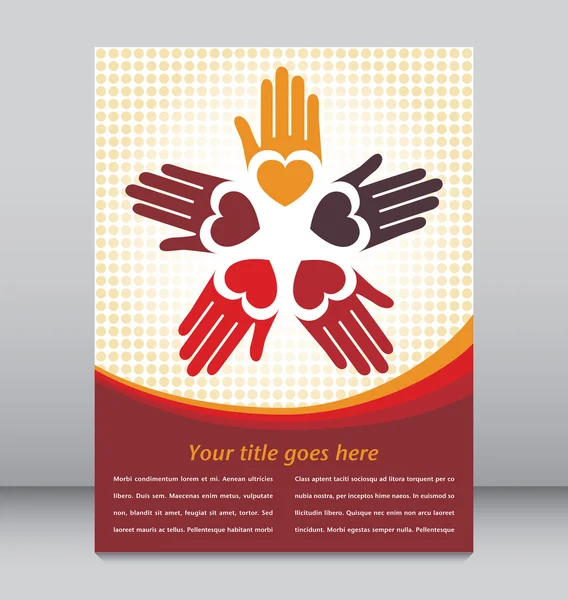 Cirkel van kleurrijke handen brochure ontwerp vector. — Stockvector