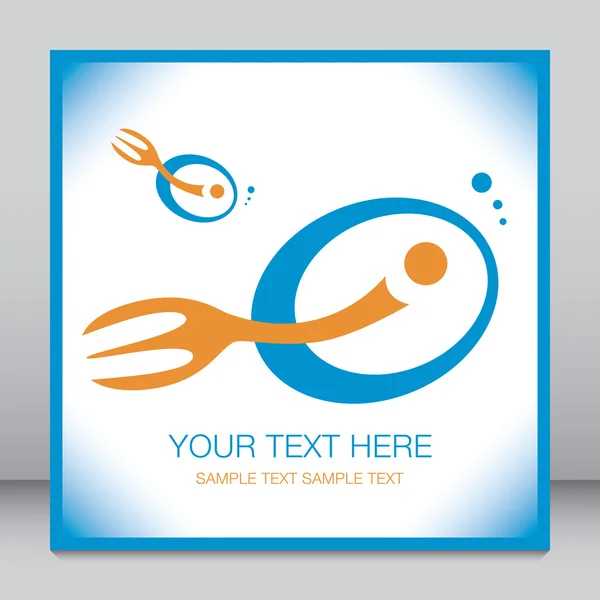 Fork tailed fish design with text space. — Stock Vector