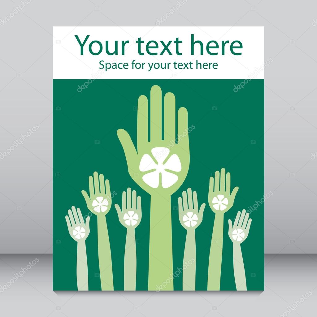 Vote green hands leaflet design vector.