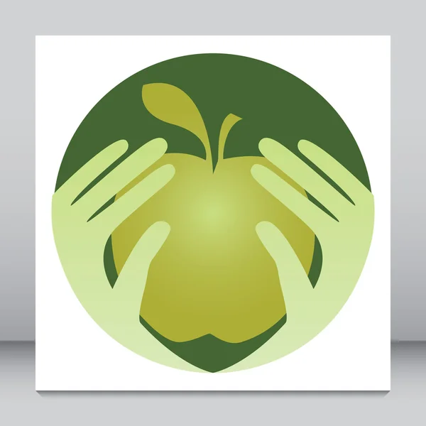 Healthy eating design with hands holding an apple. — Stock Vector