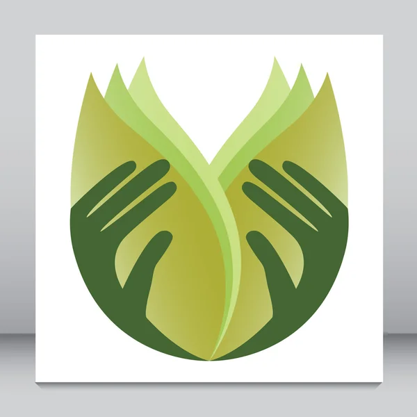 Caring hands holding leaves. — Stock Vector