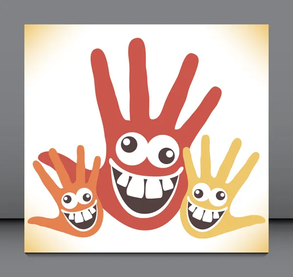 Crazy face hands on springs design. — Stock Vector