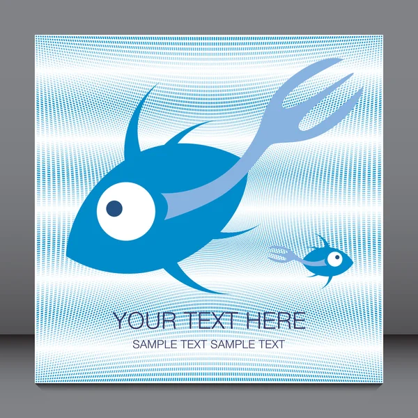 Fork tailed fish design with text space. — Stock Vector