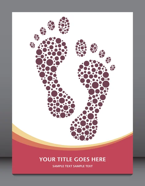 Colorful circular dot footprints leaflet design. — Stock Vector