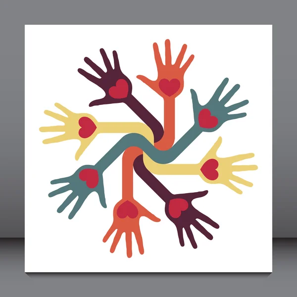 Helpful circle of hands vector. — Stock Vector