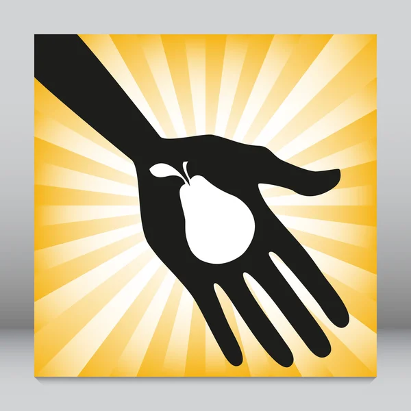 Hand holding an pear design. — Stock Vector