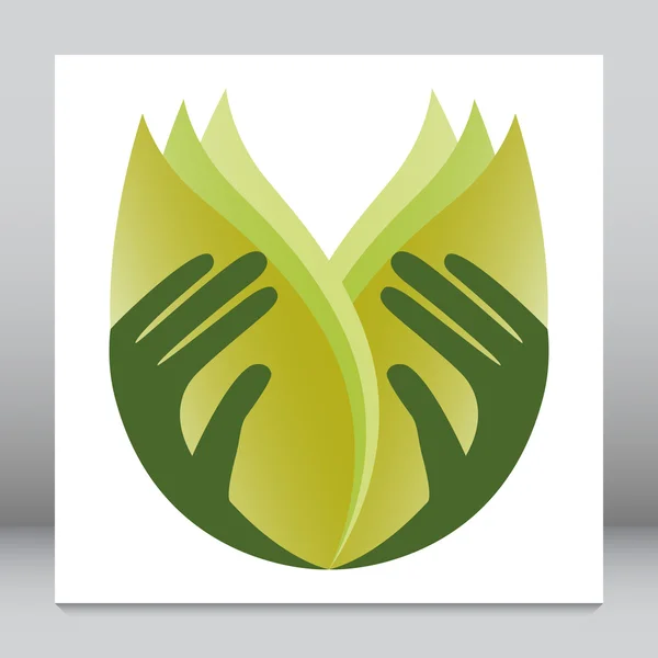 Caring hands holding leaves. — Stock Vector