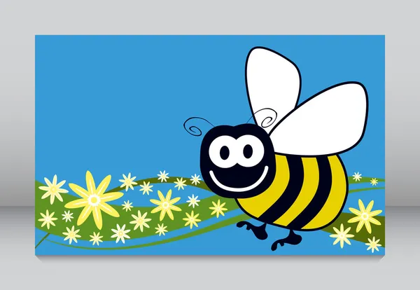 Biene und Blumen Vektor — Stockvektor