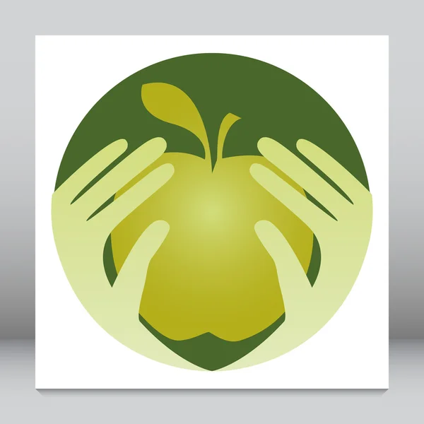 Design d'alimentation saine avec les mains tenant une pomme . — Image vectorielle