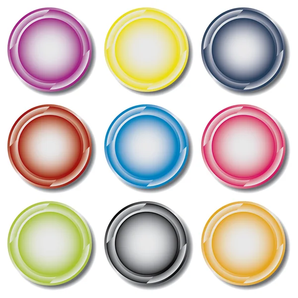 Set of nine colorful web buttons vector. — Stock Vector