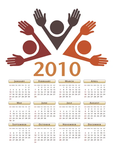 Vereinigter Vektorkalender 2010. — Stockvektor