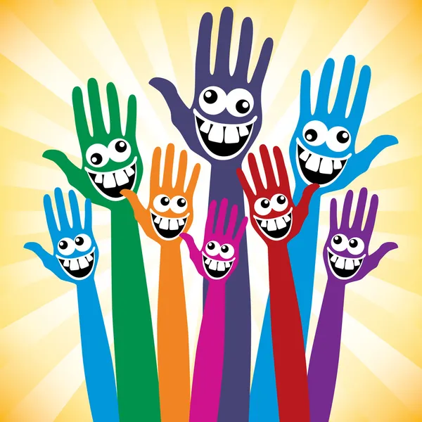 Crazy face hands design. — Stock Vector