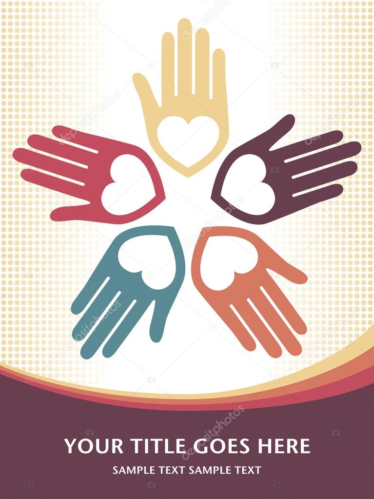 United hands and hearts vector.