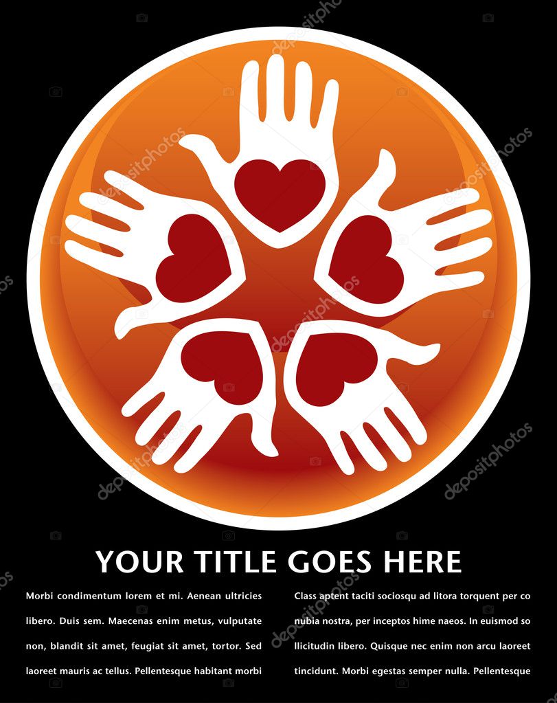 United hands and hearts vector.