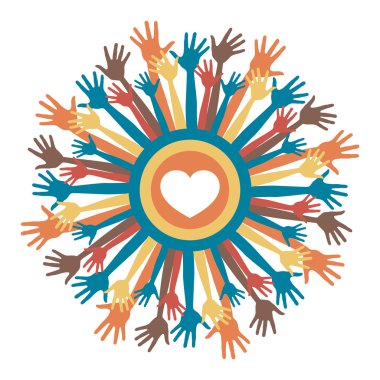 Happy colorful hands with copy space vector.