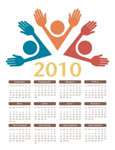 2010 calendário vetorial unido — Vetor de Stock