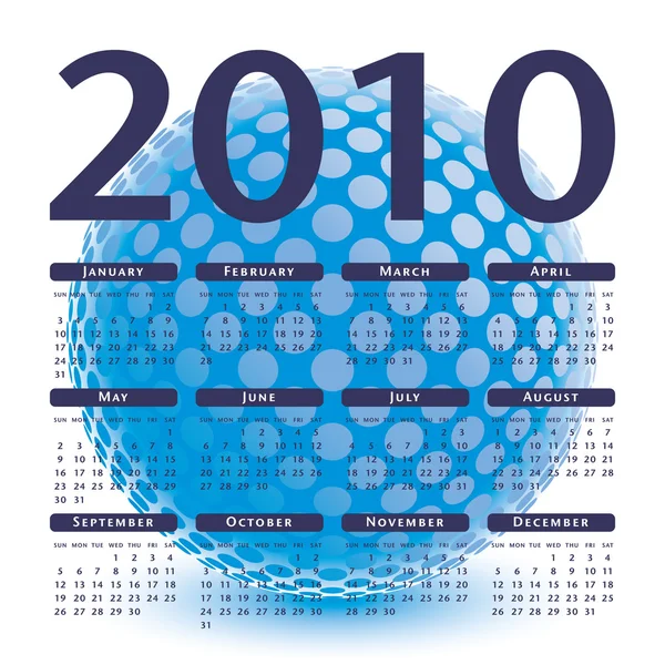 Colorful 2010 digital globe calendar vector — Stock Vector