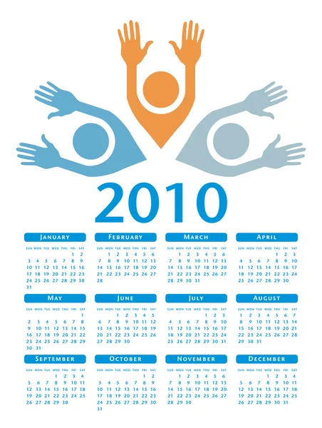 Vereinigter Vektorkalender 2010 — Stockvektor