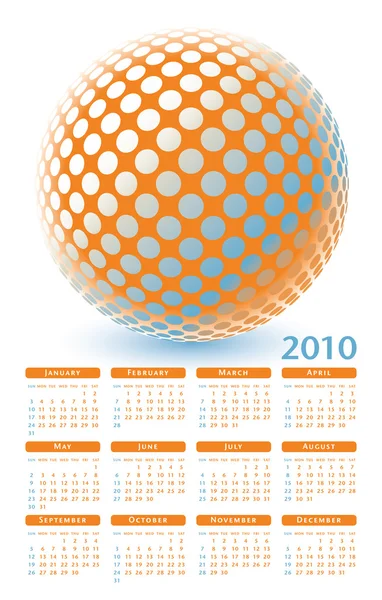 Colorful 2010 digital globe calendar vector — Stock Vector