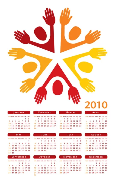 2010 calendário vetorial unido — Vetor de Stock