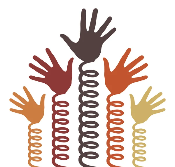 Joyeuses mains colorées — Image vectorielle