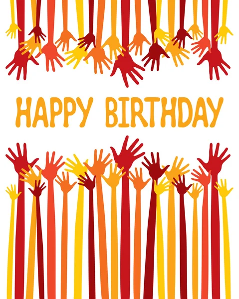Happy birthday hands card design — Stock Vector