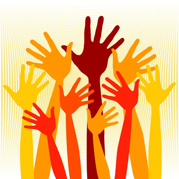 Large group of happy hands — Stock Vector
