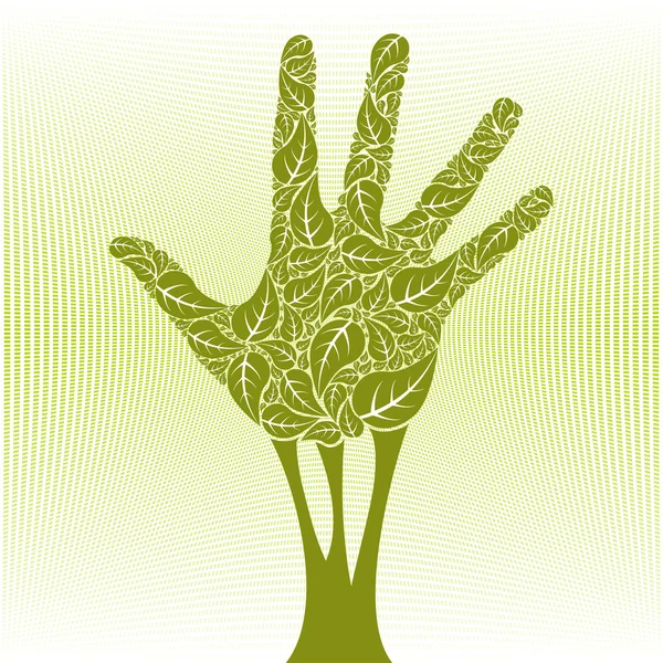手の形をした木から落ちる葉 — ストックベクタ