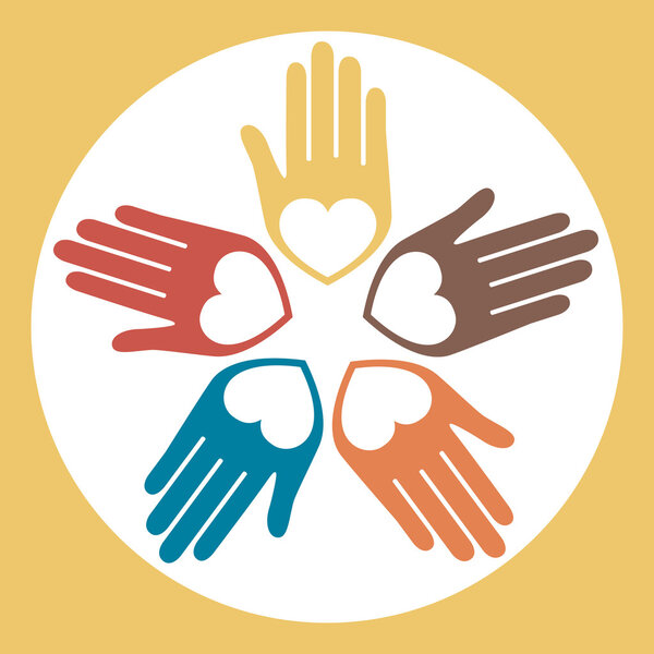 Colorful united loving hands design.