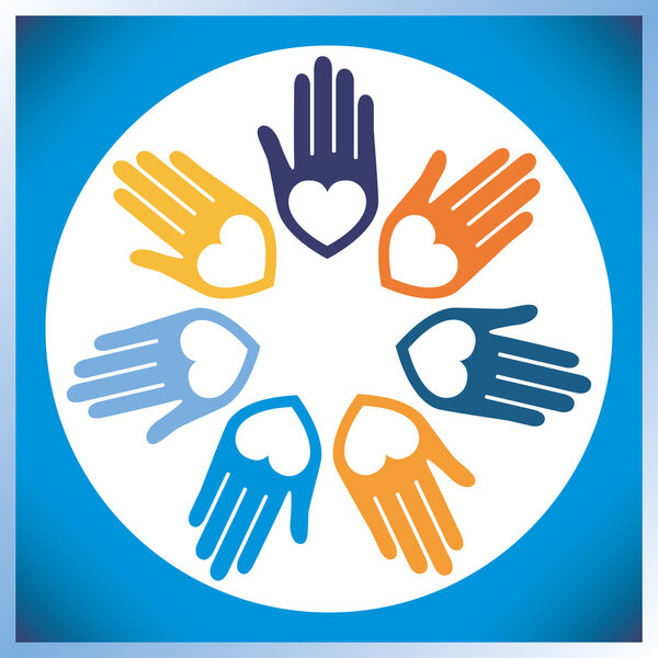 Colorful united loving hands design.