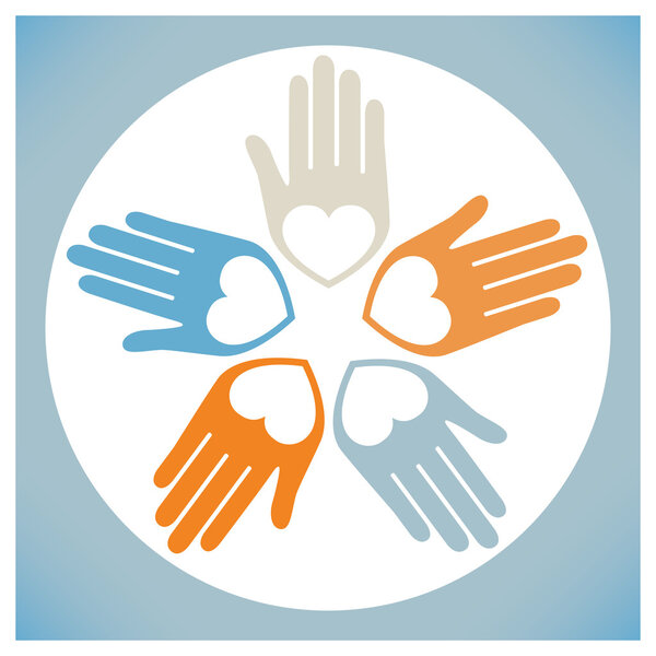 Colorful united loving hands design.