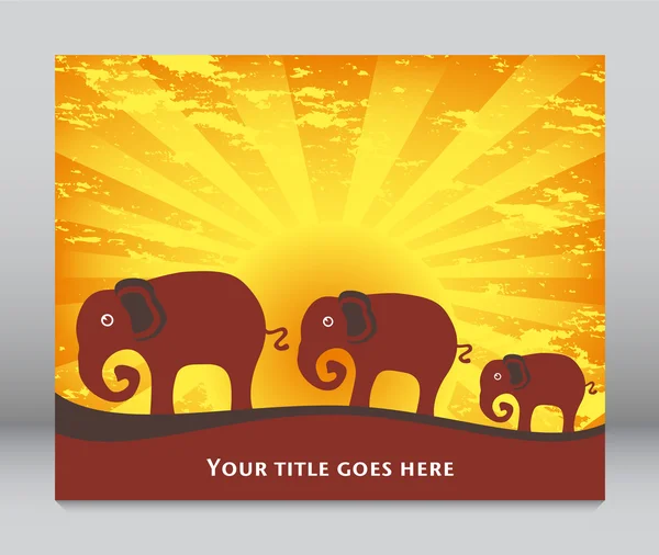 Elephant family at sunrise or sunset Stock Vector